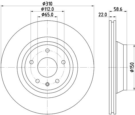 HELLA PAGID Тормозной диск 8DD 355 122-151